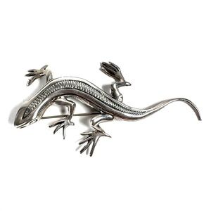 Vintage Mexican Sterling Silver Lizard Brooch | 925 Reptile Pin
